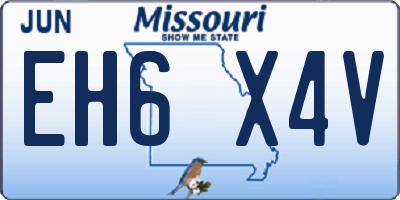 MO license plate EH6X4V