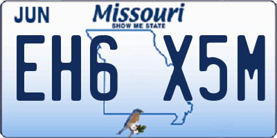 MO license plate EH6X5M