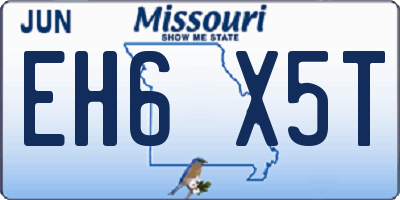 MO license plate EH6X5T
