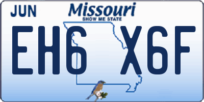 MO license plate EH6X6F