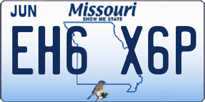MO license plate EH6X6P