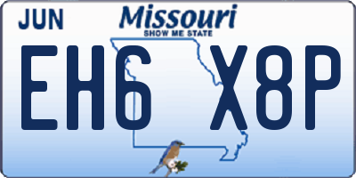 MO license plate EH6X8P