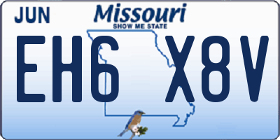 MO license plate EH6X8V