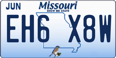 MO license plate EH6X8W