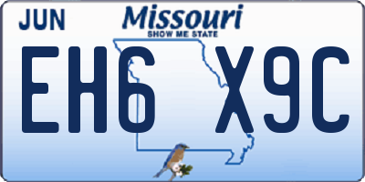 MO license plate EH6X9C