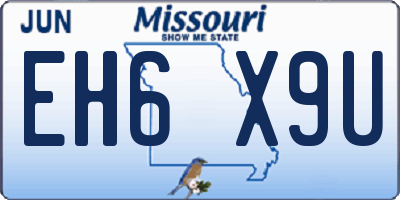 MO license plate EH6X9U