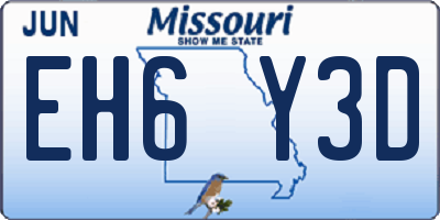 MO license plate EH6Y3D