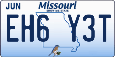MO license plate EH6Y3T