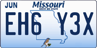 MO license plate EH6Y3X