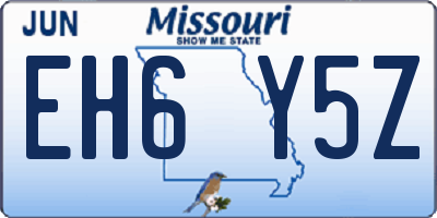 MO license plate EH6Y5Z