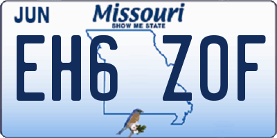 MO license plate EH6Z0F