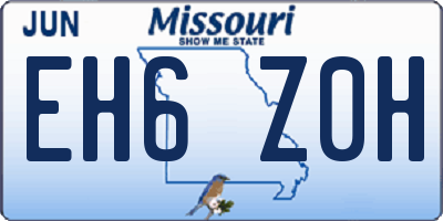MO license plate EH6Z0H