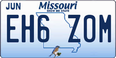 MO license plate EH6Z0M
