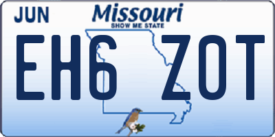 MO license plate EH6Z0T