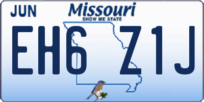 MO license plate EH6Z1J