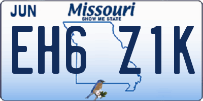 MO license plate EH6Z1K