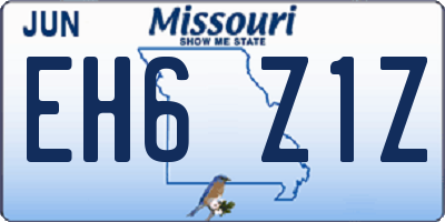 MO license plate EH6Z1Z