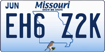MO license plate EH6Z2K