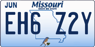 MO license plate EH6Z2Y