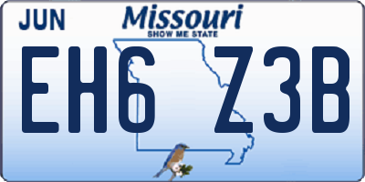 MO license plate EH6Z3B