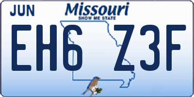MO license plate EH6Z3F