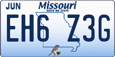 MO license plate EH6Z3G