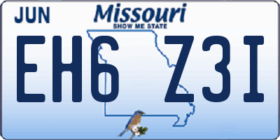MO license plate EH6Z3I