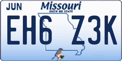MO license plate EH6Z3K