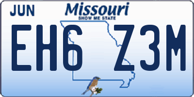 MO license plate EH6Z3M