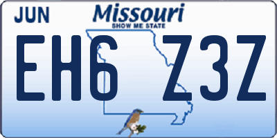 MO license plate EH6Z3Z