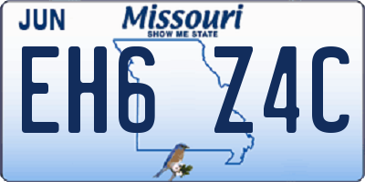 MO license plate EH6Z4C