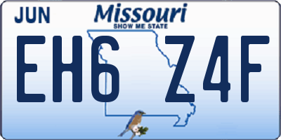 MO license plate EH6Z4F