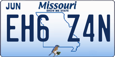 MO license plate EH6Z4N