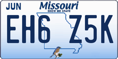 MO license plate EH6Z5K