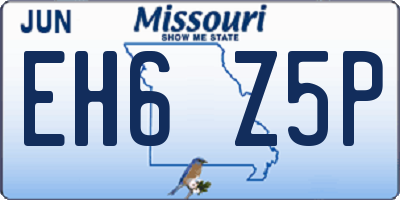 MO license plate EH6Z5P