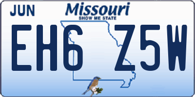 MO license plate EH6Z5W