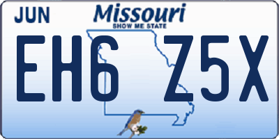 MO license plate EH6Z5X