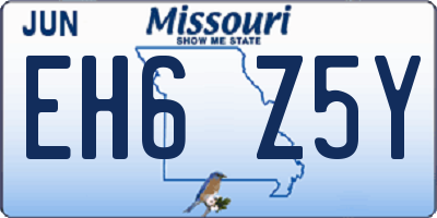 MO license plate EH6Z5Y