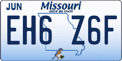 MO license plate EH6Z6F
