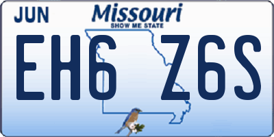 MO license plate EH6Z6S