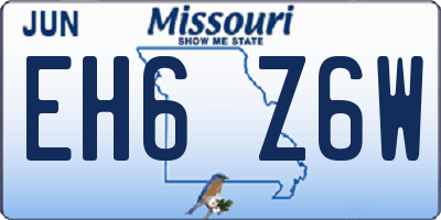 MO license plate EH6Z6W