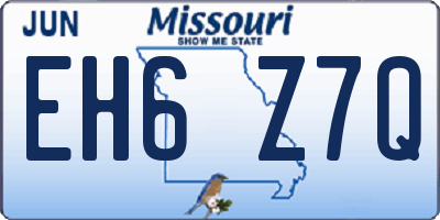 MO license plate EH6Z7Q