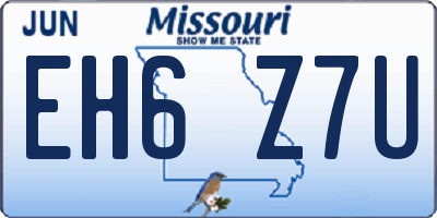 MO license plate EH6Z7U