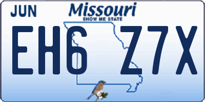 MO license plate EH6Z7X