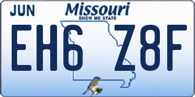 MO license plate EH6Z8F