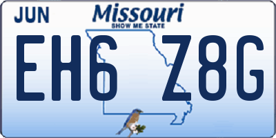 MO license plate EH6Z8G