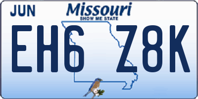 MO license plate EH6Z8K