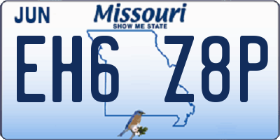 MO license plate EH6Z8P