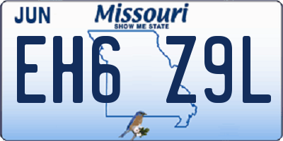 MO license plate EH6Z9L