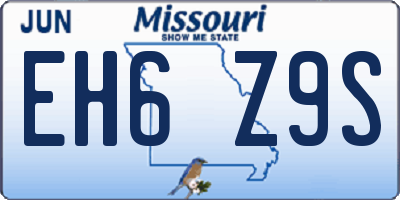MO license plate EH6Z9S